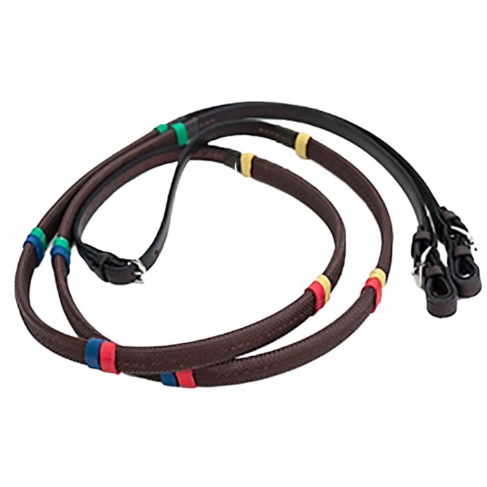 Reins Poignée en caoutchouc noir ou marron (marron, complet 1,6 cm