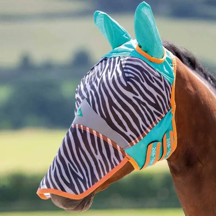 Masque anti-mouches Shires FlyGuard Pro à mailles fines avec oreilles et nez - Noir / Poney XS
