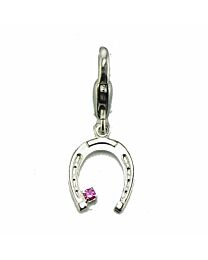 Barnyard Bling Charm - Horseshoe with Rose Crystal