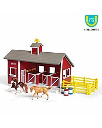 Breyer Stablemates Red Stable Set with Two Horses