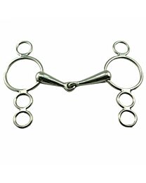 Coronet Stainless Steel Single Jointed Solid Continental 3 Ring Elevator Gag Bit