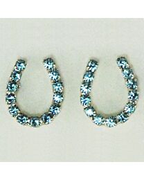 Earring - Aqua Rhinestone Horseshoes