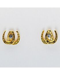 Earring -  Mini Double Horseshoe with Stone