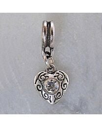 Joppa Dangle Bead - Heart with Stone