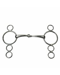 JP Korsteel Stainless Steel Single Jointed 3 Ring Elevator Gag Bit