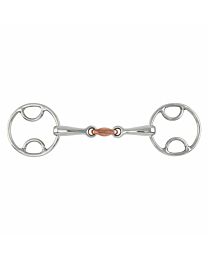 Shires Equestrian Stainless Steel Double Jointed Copper Link Loose Ring Bevel Gag Bit
