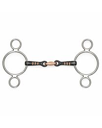 Shires Equestrian Sweet Iron Double Jointed 2 Ring Elevator Gag Bit with Raised Ribs