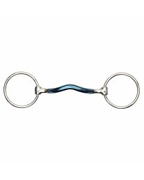 Shires Equestrian Blue Alloy Medium Port Mullen Mouth Loose Ring Bit