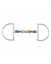 Shires Equestrian Blue Hunter Dee Ring Bit with Brass Lozenge