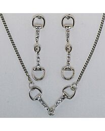 Earring & Necklace Gift Set - Snaffle Bit with Crystals