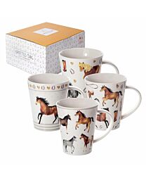 Spotted Dog "Horse" Porcelain China Mug - Set of 4