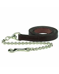 Western Rawhide Premium Leather Lead with Nickel Plated Chain
