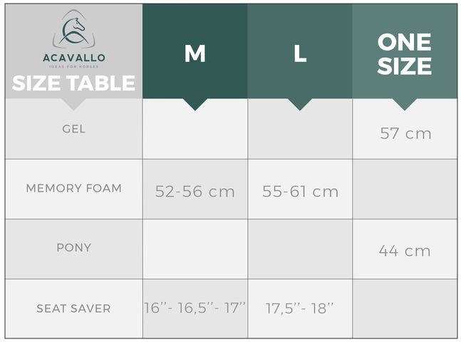 Acavallo Size Chart