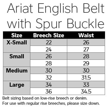 Ariat English Belt with Spur Buckle Size Chart