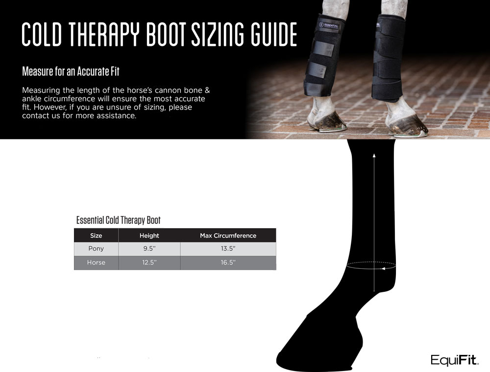 EquiFit Essential Cold Therapy Boot Size Chart