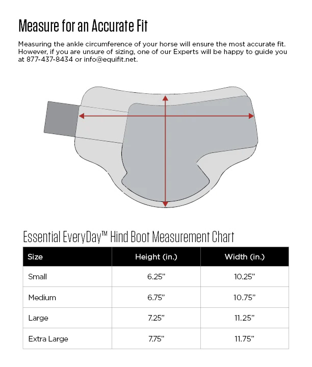 EquiFit Essential EveryDay Hind Boot Size Chart