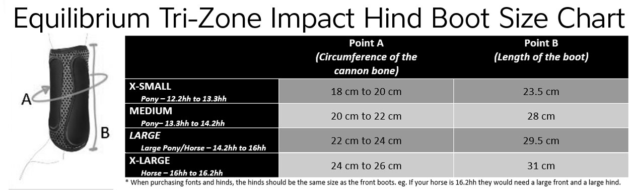 Equilibrium Tri-Zone Impact Sports Boots Hind Size Chart