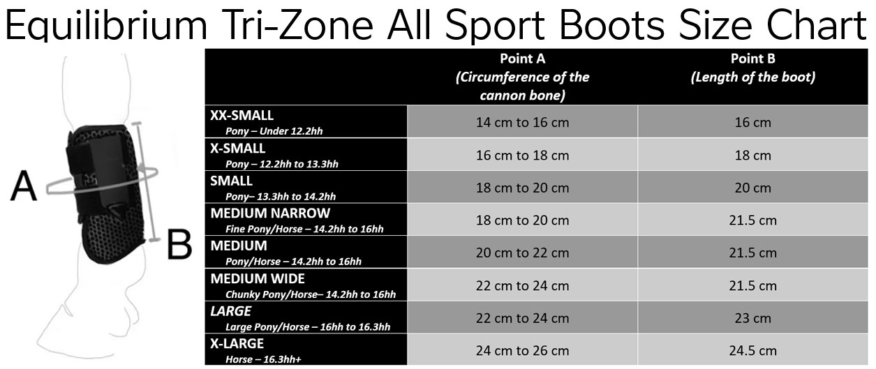 Equilibrium Tri-Zone All  Sports Boots Front Size Chart