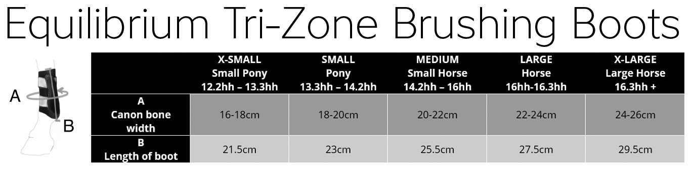Equilibrium Tri-Zone Brushing Boots Size Chart