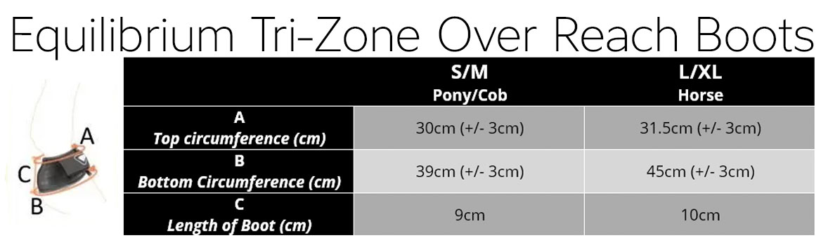 Equilibrium Tri-Zone Over Reach Boots Size Chart