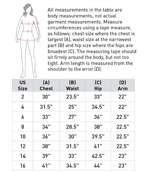 Horze Charlotte Ladies' Long Riding Jacket Size Chart