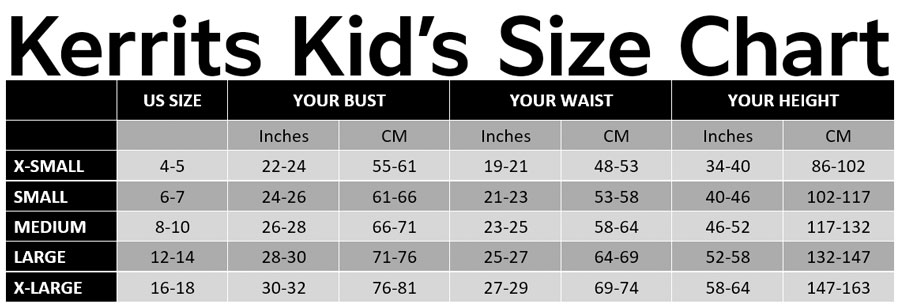 Kerrits Kid's Size Chart