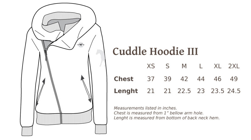 Spiced Equestrian Cuddle Hoodie III Size Chart