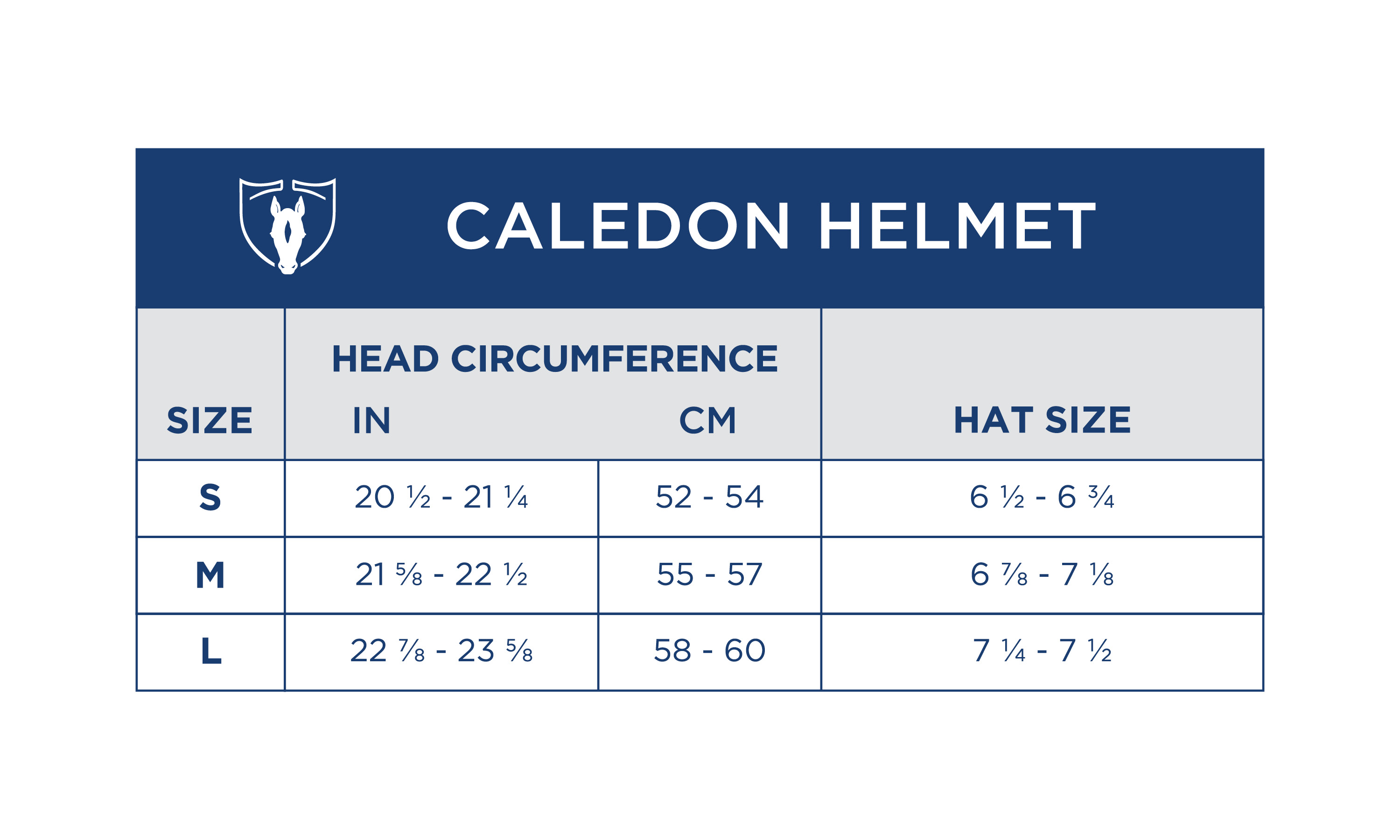 Tipperary Caledon MIPS Helmet Size Chart