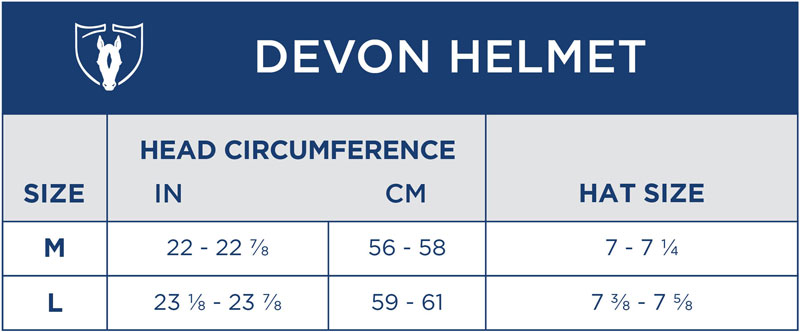 Tipperary Devon Helmet Size Chart