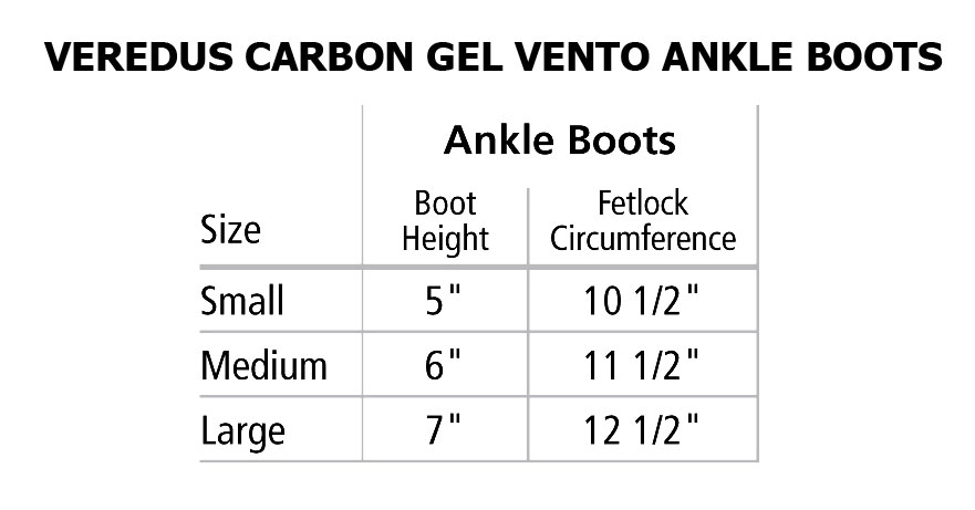 Veredus Carbon Gel Vento Ankle Boots Size Chart