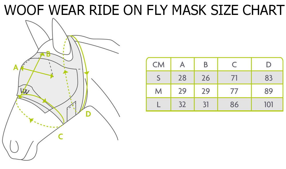 Woof Wear Ride On Fly Mask Size Chart